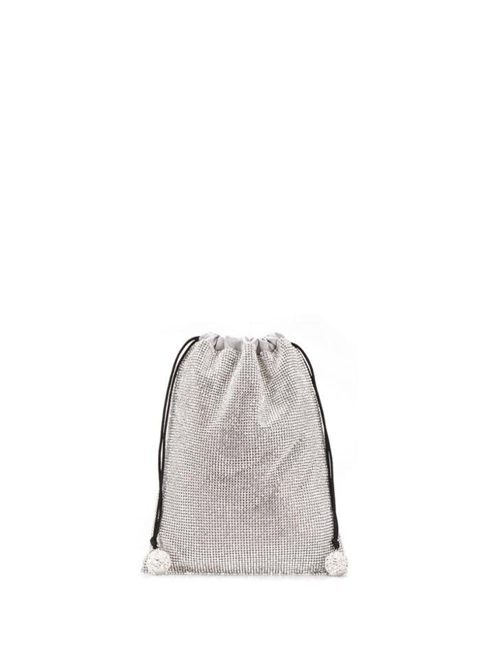 Ca & Lou Ballerina Embellished Drawstring Clutch - Silver