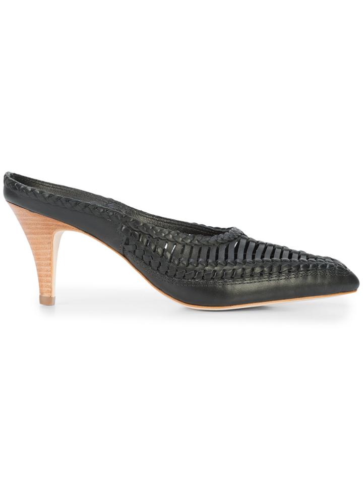 Ulla Johnson Woven Panel Mules - Black