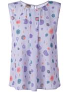 Armani Collezioni Printed Sleeveless Blouse, Size: 48, Pink/purple, Polyester