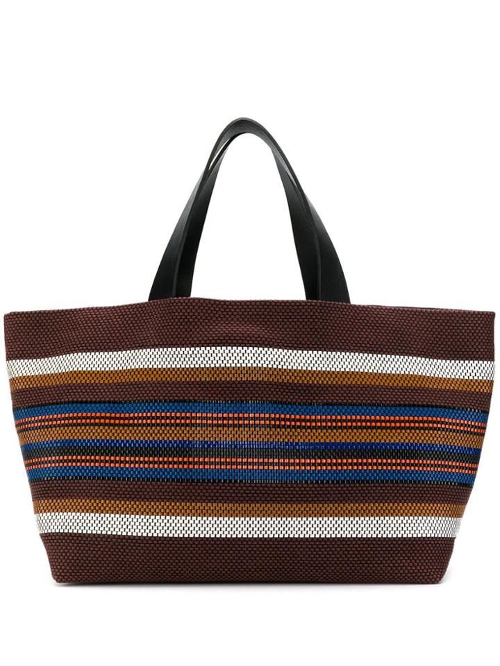 Closed Striped Tote Bag - Brown