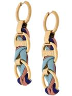Emilio Pucci Logo Engraved Woven Chain Drop Earrings - Gold