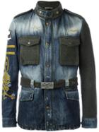 Gabriele Pasini Paneled Denim Jacket, Men's, Size: 52, Blue, Cotton/nylon/alpaca