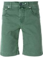 Jacob Cohen Houndstooth Pattern Shorts, Men's, Size: 30, Green, Cotton/spandex/elastane