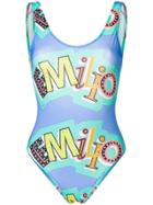 Emilio Pucci Logo Print Scoop-neck Swimsuit - Multicolour