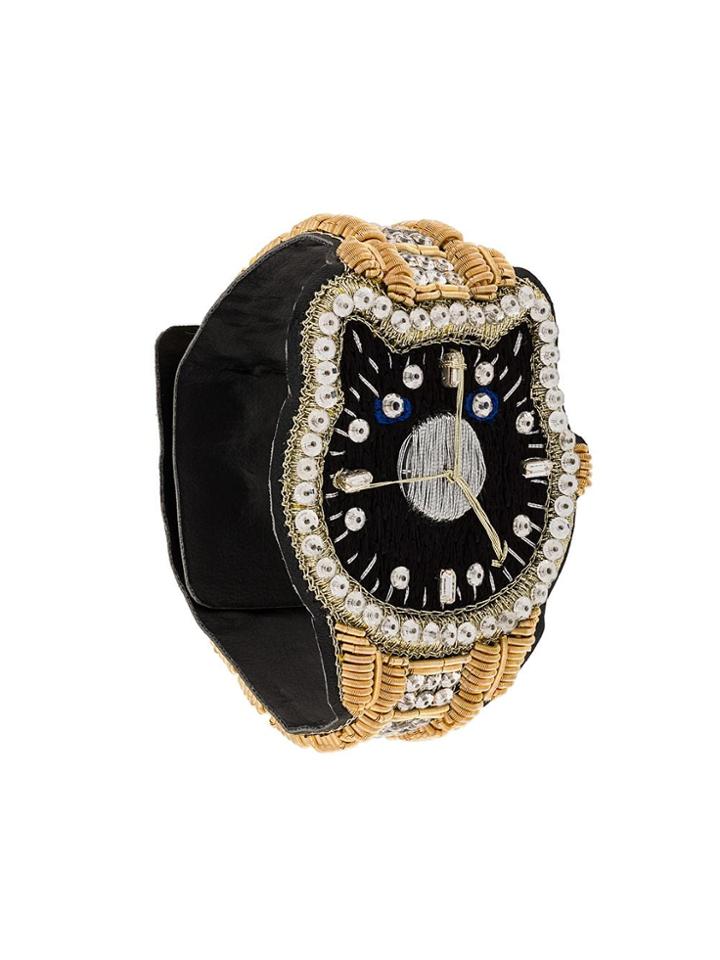 Walter Van Beirendonck Embellished Watch Bracelet - Black