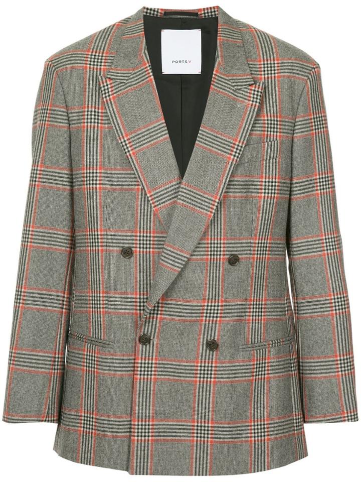 Ports V Checked Blazer - Multicolour