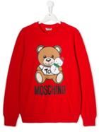 Moschino Kids Teen Teddy Logo Sweatshirt - Red