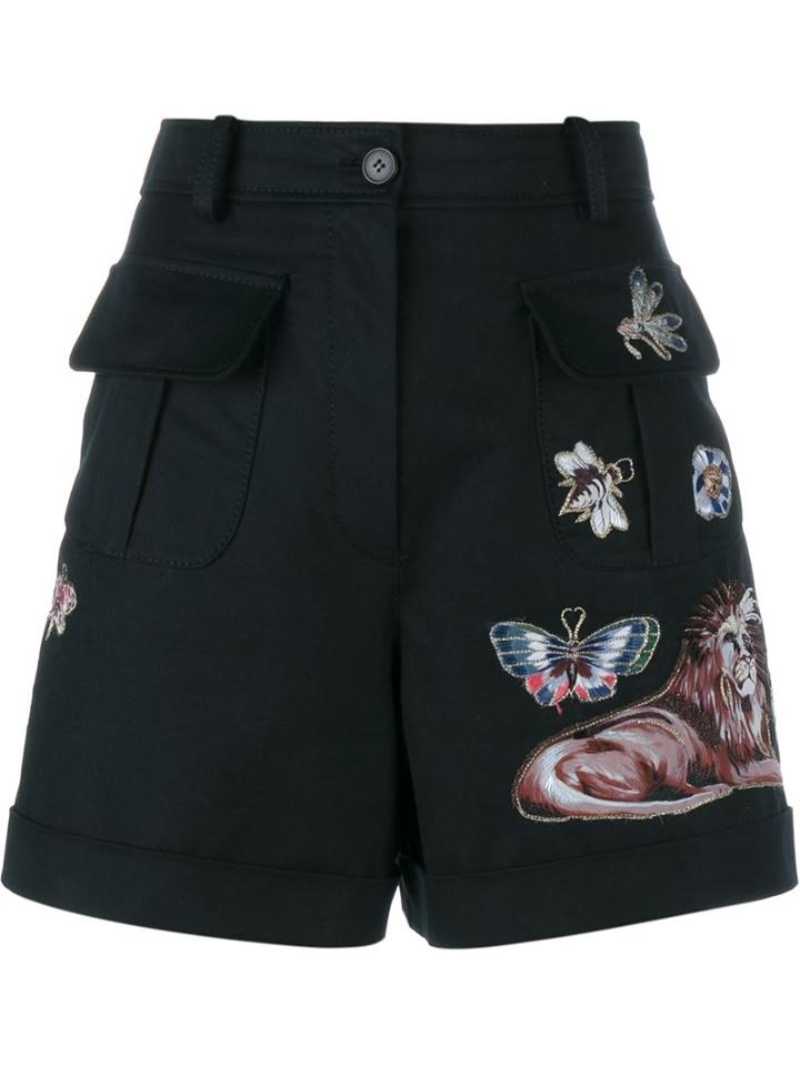 Valentino Embroidered A-line Wool Shorts