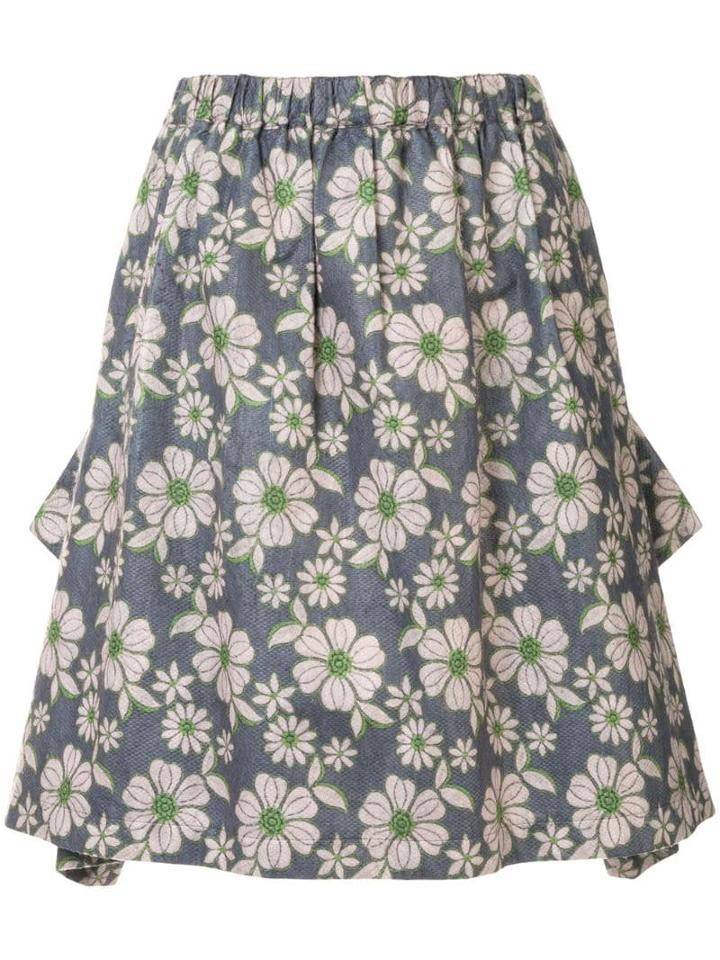 Comme Des Garçons Pre-owned Floral Gathered Skirt - Green