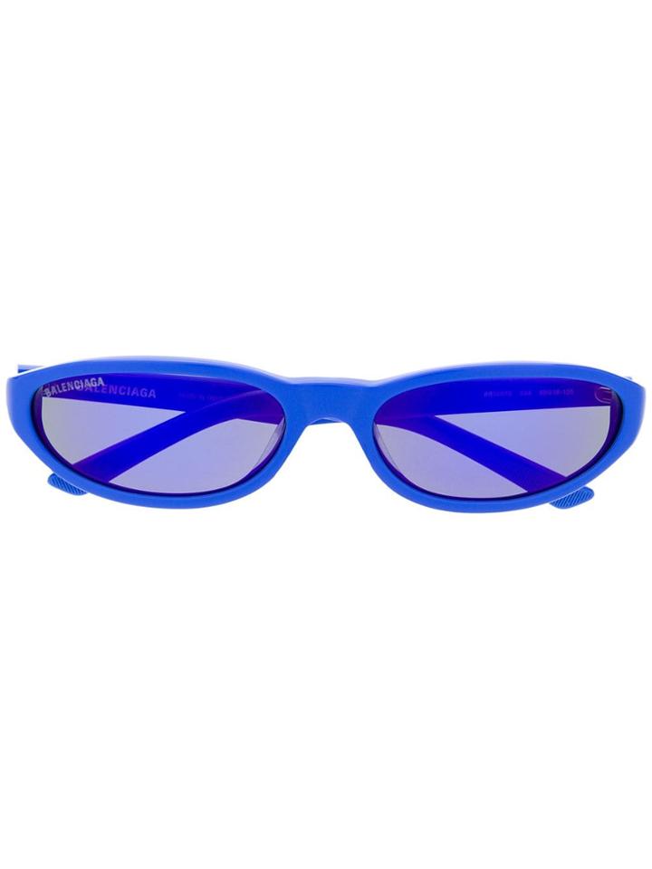 Balenciaga Eyewear Narrow Oval Shaped Sunglasses - Blue
