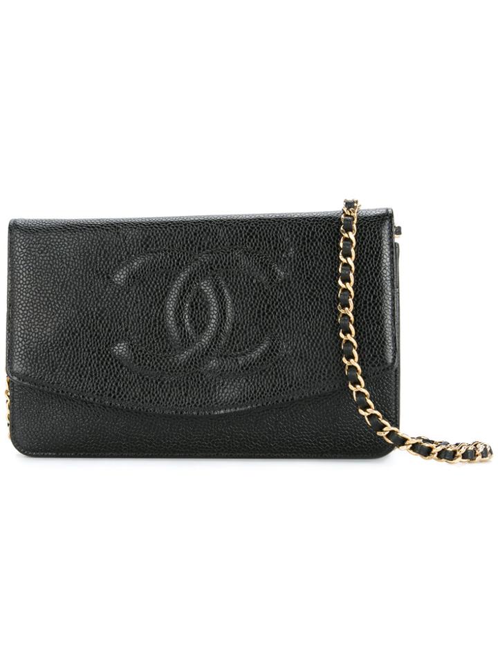 Chanel Vintage Cc Logo Chain Shoulder Purse - Black
