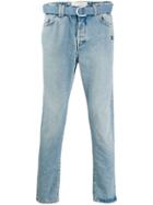 Off-white Slim Fit Jeans With Racing Stripes - Blue