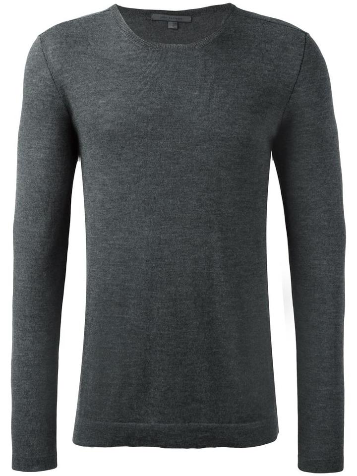 John Varvatos Crew Neck Jumper, Men's, Size: Large, Grey, Cashmere