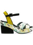 Paola D'arcano Floral Print Sandals - Green