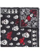 Alexander Mcqueen Butterfly And Skull Print Scarf - Black