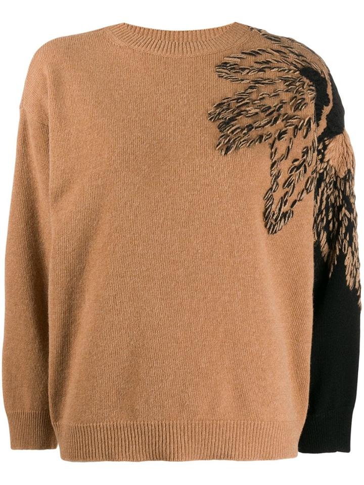 Nude Woven Sleeve Jumper - Brown