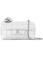 Chanel Vintage Camellia Choco Bar Chain Shoulder Bag - Silver