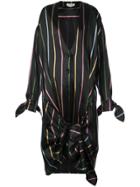 Attico Striped Wrap Mini Dress - Black