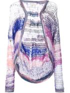 Rodarte Tie Dye Effect Open Knit Cardigan, Women's, Size: Large, Grey, Silk/cotton/nylon/metallic Fibre