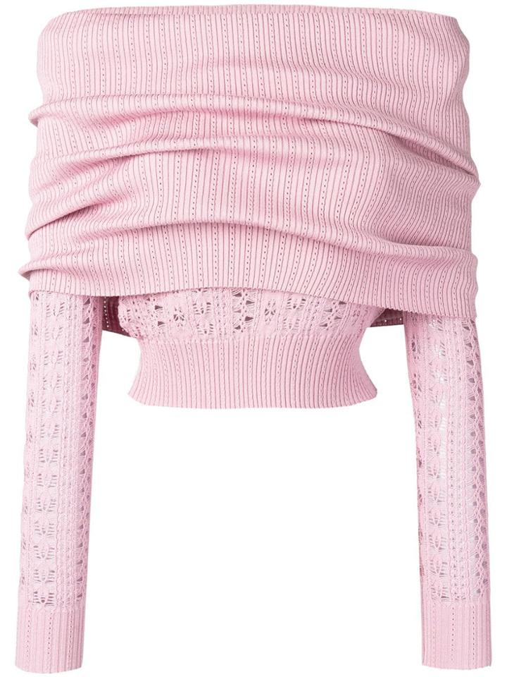 Christian Dior Vintage Off The Shoulder Cropped Sweater - Pink