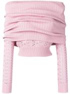 Christian Dior Vintage Off The Shoulder Cropped Sweater - Pink