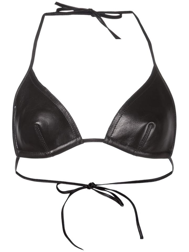 Mm6 Maison Margiela Triangle Bikini Top, Women's, Size: Medium, Black, Leather