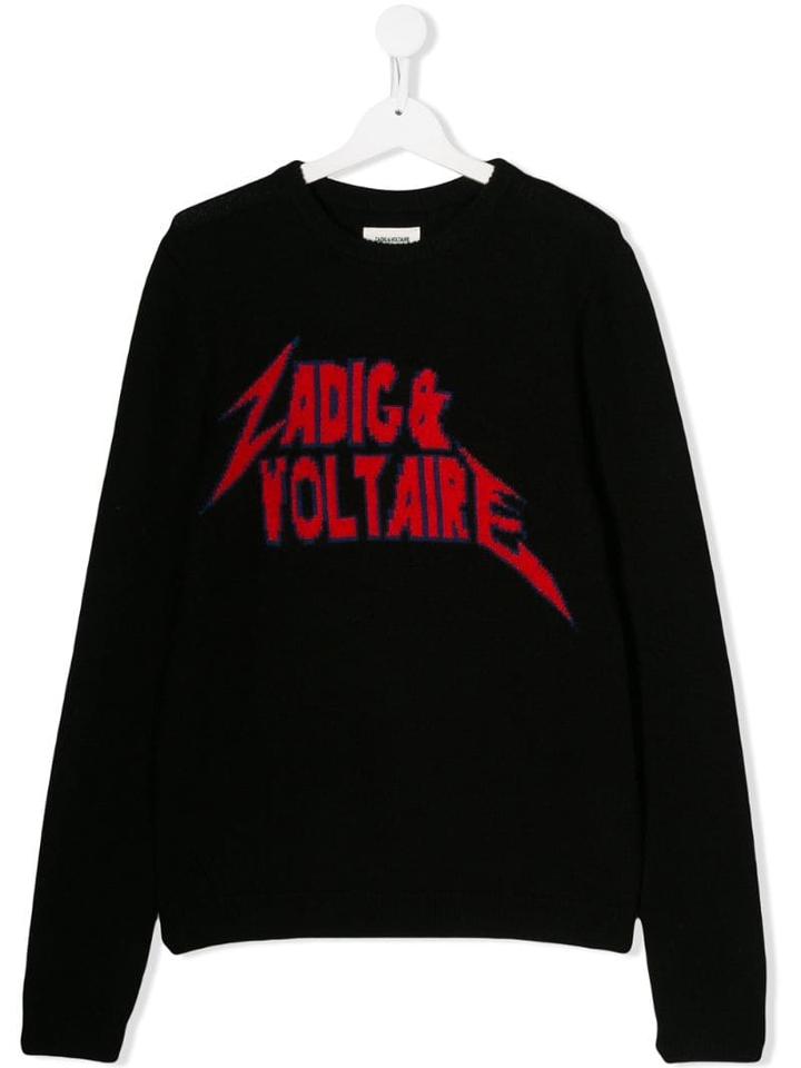 Zadig & Voltaire Kids Teen Logo Knit Sweater - Black