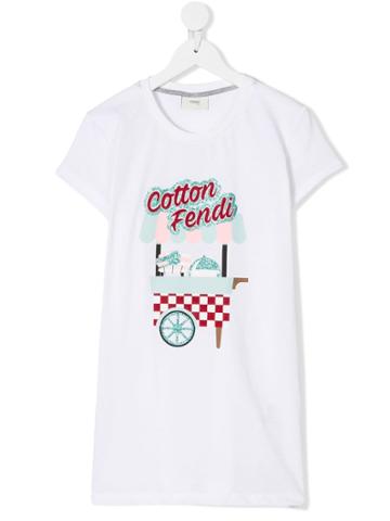 Fendi Kids Cotton Fendi T-shirt - White