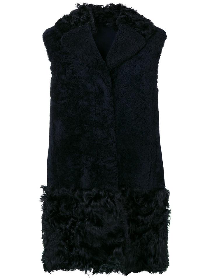 Drome - Furry Detail Jacket - Women - Lamb Skin/leather - M, Blue, Lamb Skin/leather