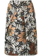 Marni Vintage Leaf Print Straight Skirt - Multicolour