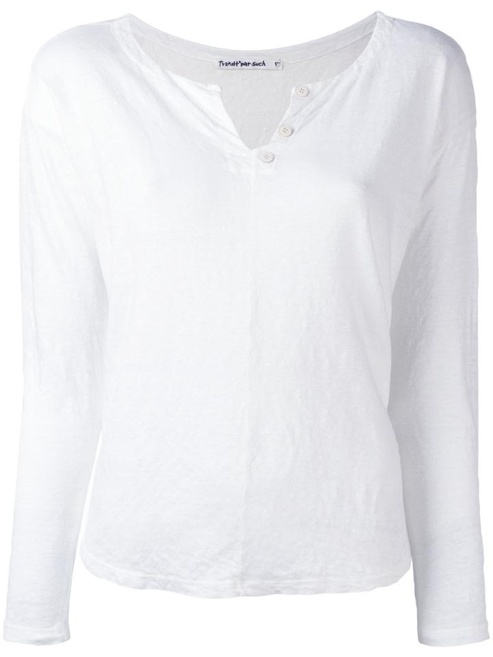 Transit Button Collar T-shirt, Women's, Size: 4, White, Linen/flax
