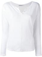 Transit Button Collar T-shirt, Women's, Size: 4, White, Linen/flax