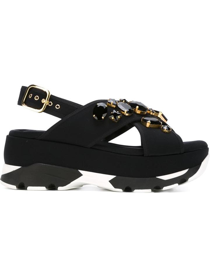 Marni Technical Fabric Embellished Sandals