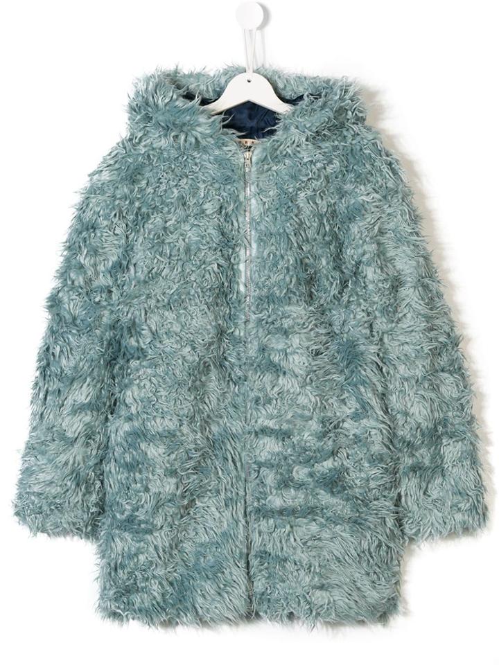 Marni Kids Curly Faux Fur Jacket - Blue