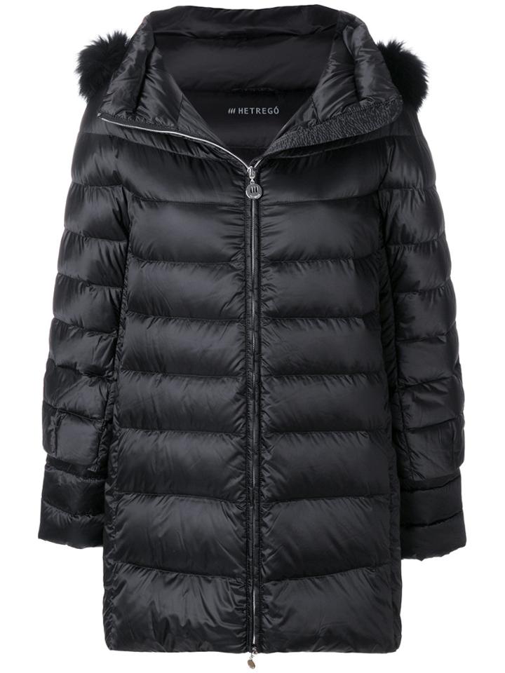 Hetregò Hooded Long Padded Jacket - Black