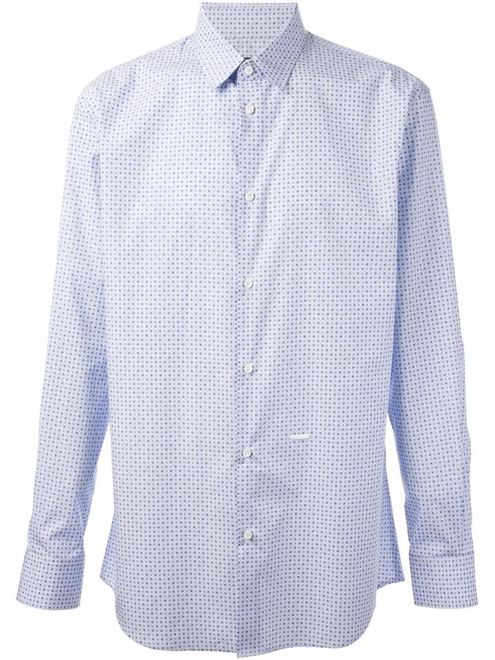Dsquared2 Micro-dot Print Shirt, Men's, Size: 48, Blue, Cotton