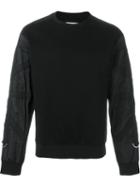 Wooyoungmi Contrast Sleeve Sweatshirt, Men's, Size: 54, Black, Cotton/polyester/nylon