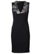 Roberto Cavalli Fitted Embellished Dress, Women's, Size: 44, Black, Viscose