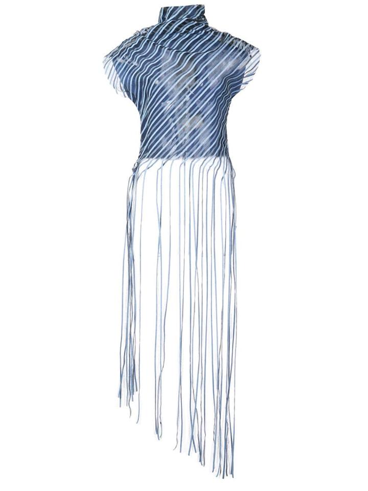 Paula Knorr Sheer Fringed Top - Blue
