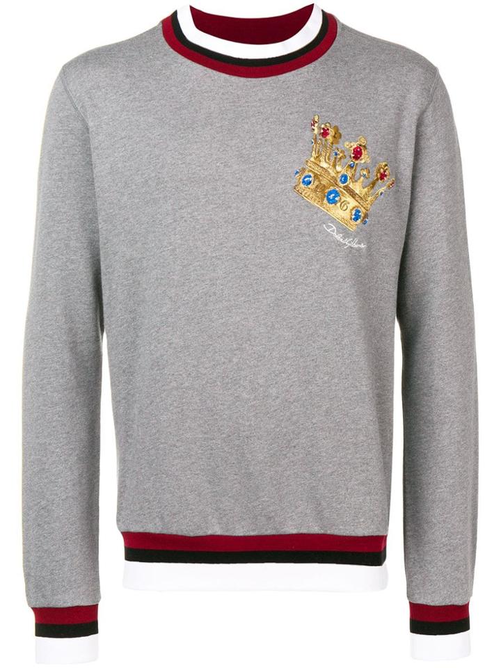 Dolce & Gabbana Crown Logo Patch Sweater - Grey