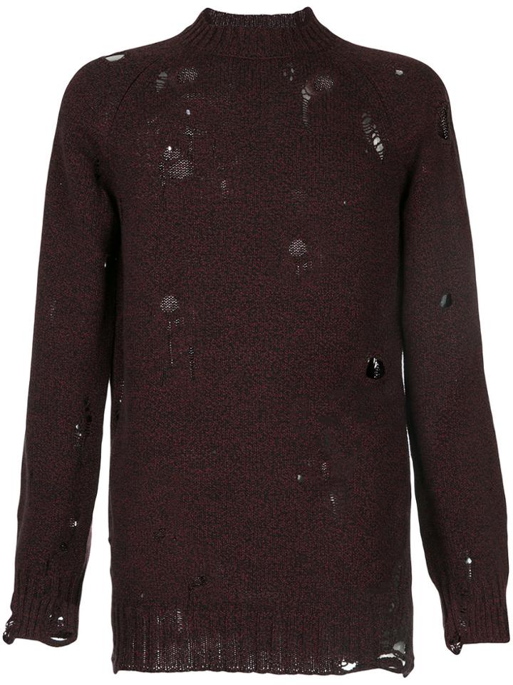 Maison Mihara Yasuhiro Distressed Knitted Jumper - Red