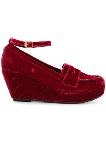 Mikio Sakabe Ankle Strap Wedge Loafers - Red