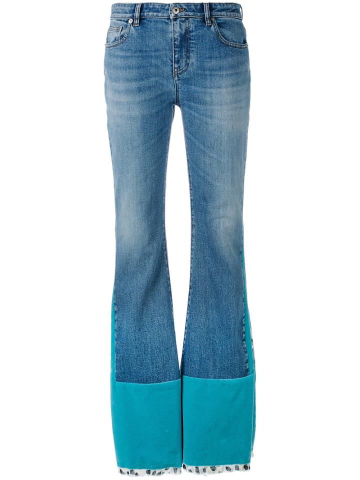 Roberto Cavalli - Velvet Panelled Jeans - Women - Cotton/spandex/elastane - 40, Women's, Blue, Cotton/spandex/elastane