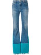 Roberto Cavalli - Velvet Panelled Jeans - Women - Cotton/spandex/elastane - 40, Women's, Blue, Cotton/spandex/elastane