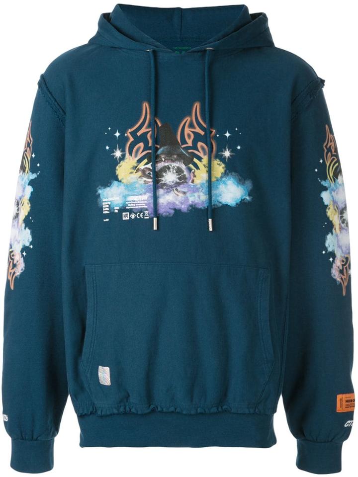 Heron Preston Tribal Wizard Print Hoodie - Blue
