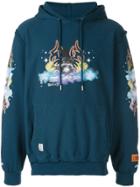 Heron Preston Tribal Wizard Print Hoodie - Blue