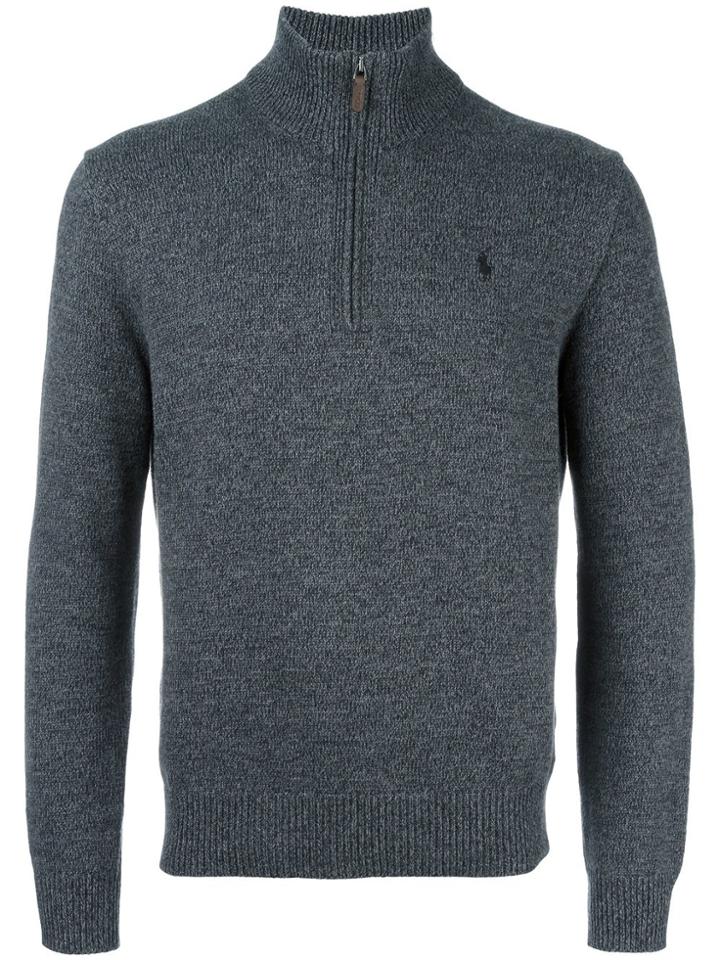 Polo Ralph Lauren Ribbed Zip Collar Jumper - Grey