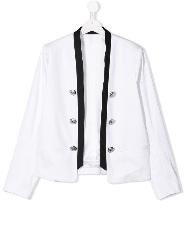 Balmain Kids Open Front Jacket - White