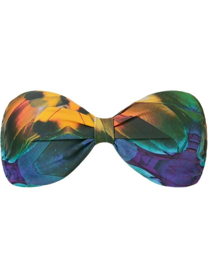 Blue Man Feather Print Bandeau Bikini Top, Women's, Size: G, Polyamide/spandex/elastane