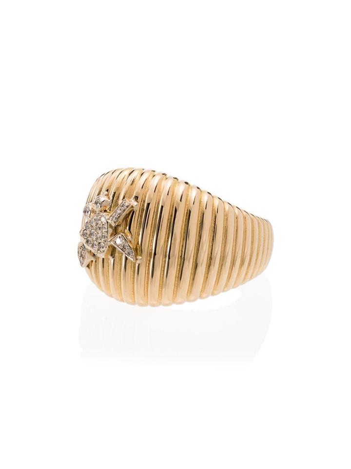 Yvonne Léon 18k Yellow Gold Diamond Crab Ridge Ring